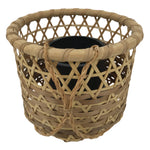 Japanese Handwoven Bamboo Basket Vtg Kago Ikebana Flower Arrangement Brown B260