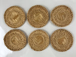 Japanese Handwoven Bamboo Drink Saucer Chataku Vtg Coaster 6pc Brown L129