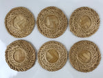 Japanese Handwoven Bamboo Drink Saucer Chataku Vtg Coaster 6pc Brown L129