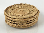 Japanese Handwoven Bamboo Drink Saucer Chataku Vtg Coaster 6pc Brown L129