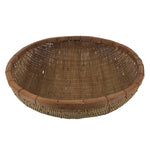 Japanese Handwoven Bamboo Drying Basket Vtg Round Kago Zaru 49 cm Long B265