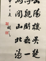 Japanese Hanging Scroll Kakejiku Vtg Calligraphy Kanshi Poem Du Fu Black KJ174