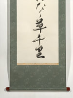 Japanese Hanging Scroll Kakejiku Vtg Haiku Poem Calligraphy Black Green KJ183