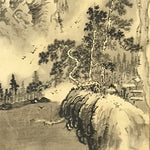 Japanese Hanging Scroll Kakejiku Vtg Mountain River Birds Black Monochrome KJ168