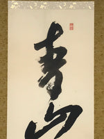 Japanese Hanging Scroll Kakejiku Vtg Zen Calligraphy 5 Characters Black KJ175