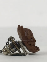 Japanese Hannya Noh Mask Tie Pin Tack Vtg Netsuke Handcarved Boxwood Brown SP3