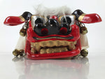 Japanese Hariko Paper Mache Shishi Dancing Lion Dog Mask Vtg Komainu Red OM88