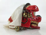 Japanese Hariko Paper Mache Shishi Dancing Lion Dog Mask Vtg Komainu Red OM88