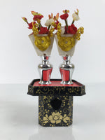 Japanese Hina Doll Accessory Set Vtg Kuchibana Vase Sambo Tray Ohinasama ID677
