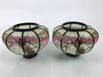 Japanese Hina Doll Furniture Lantern Vtg Bonbori Cherry Blossom Black Pink ID624