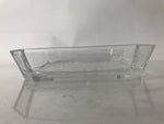 Japanese Hoya Glass Serving Dish Vtg Square Clear White Flowers Y250