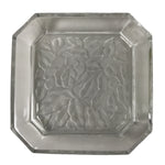 Japanese Hoya Glass Serving Dish Vtg Square Clear White Flowers Y250