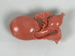 Japanese Hyotan Gourd Obidome Vtg Netsuke Brooch Sango Pink Coral Boxed SP4