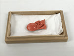 Japanese Hyotan Gourd Obidome Vtg Netsuke Brooch Sango Pink Coral Boxed SP4
