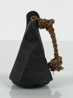 Japanese Iron Bell Dorei Mino Tetsurin Suzu Vtg Amulet Black Brown Twine DR621
