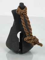 Japanese Iron Bell Dorei Mino Tetsurin Suzu Vtg Amulet Black Brown Twine DR621