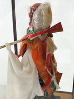 Japanese Iwato Kagura Tengu Doll Glass Case Display Vtg Ningyo Figurine BD900