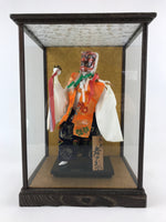 Japanese Iwato Kagura Tengu Doll Glass Case Display Vtg Ningyo Figurine BD900
