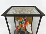 Japanese Iwato Kagura Tengu Doll Glass Case Display Vtg Ningyo Figurine BD900