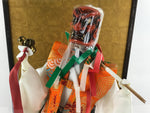 Japanese Iwato Kagura Tengu Doll Glass Case Display Vtg Ningyo Figurine BD900