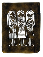 Japanese Katagami Paper Kimono Stencil Vtg Katazome Flower Girls Tulip A800