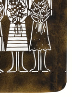 Japanese Katagami Paper Kimono Stencil Vtg Katazome Flower Girls Tulip A800