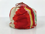 Japanese Kimono Silk Purse Kinchaku-Bukuro Bag Vtg Pouch Floral Red Pink KB99