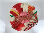 Japanese Kimono Silk Purse Kinchaku-Bukuro Bag Vtg Pouch Floral Red Pink KB99