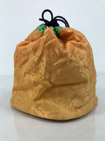 Japanese Kimono Silk Purse Kinchaku-Bukuro Bag Vtg Pouch Orange Green Kiri KB97
