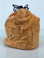 Japanese Kimono Silk Purse Kinchaku-Bukuro Bag Vtg Pouch Orange Green Kiri KB97