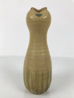 Japanese Kiseto Ware Ceramic Flower Vase Vtg Ikebana Kabin Gourd Yellow FK214