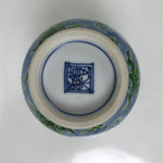 Japanese Kiyomizu Ware Porcelain Yunomi Teacup Vtg Peony Flowers Blue TC523