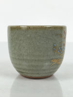 Japanese Kutani Imari Ceramic Sake Cup Vtg Tsubomi Ochoko Flowers Bird Gray G336