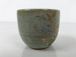 Japanese Kutani Imari Ceramic Sake Cup Vtg Tsubomi Ochoko Flowers Bird Gray G338