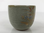 Japanese Kutani Imari Ceramic Sake Cup Vtg Tsubomi Ochoko Flowers Bird Gray G339
