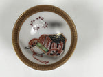 Japanese Kutani Imari Porcelain Sake Cup Vtg Tsubomi Ochoko Court Carriage G322