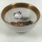 Japanese Kutani Imari Porcelain Sake Cup Vtg Tsubomi Ochoko Court Carriage G323