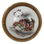Japanese Kutani Imari Porcelain Sake Cup Vtg Tsubomi Ochoko Court Carriage G323
