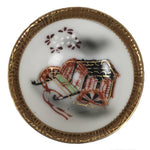 Japanese Kutani Imari Porcelain Sake Cup Vtg Tsubomi Ochoko Court Carriage G324