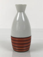 Japanese Kutani Porcelain Sake Bottle Tokkuri Vtg White Red Gold Lines TS843