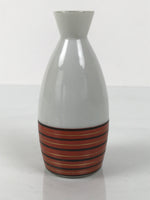Japanese Kutani Porcelain Sake Bottle Tokkuri Vtg White Red Gold Lines TS843