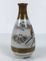 Japanese Kutani Porcelain Sake Bottle Tokkuri White Gold Court Carriage TS893