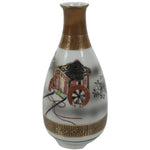 Japanese Kutani Porcelain Sake Bottle Tokkuri White Gold Court Carriage TS893