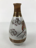 Japanese Kutani Porcelain Sake Bottle Tokkuri White Gold Court Carriage TS894