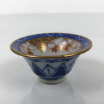 Japanese Kutani Porcelain Sake Cup Vtg Rappa Ochoko Cherry Blossom Temple G302