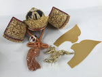 Japanese Lacquer Wood Boxed Kabuto Samurai Helmet Vtg Display Gold Dragon ID660