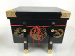 Japanese Lacquer Wood Boxed Kabuto Samurai Helmet Vtg Display Gold Dragon ID660