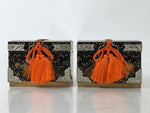 Japanese Lacquer Wood Hina Doll Chest Hasamibako Girls Day Makie Gold 2pc ID617