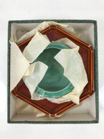 Japanese Lacquer Wood Stand Porcelain Ashtray Shunkei-Nuri Green Hexagon LWB105
