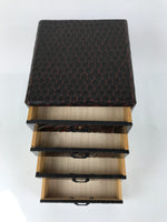 Japanese Lacquered Kamakurabori Wooden Tansu Chest Vtg Haribako Red Black T412